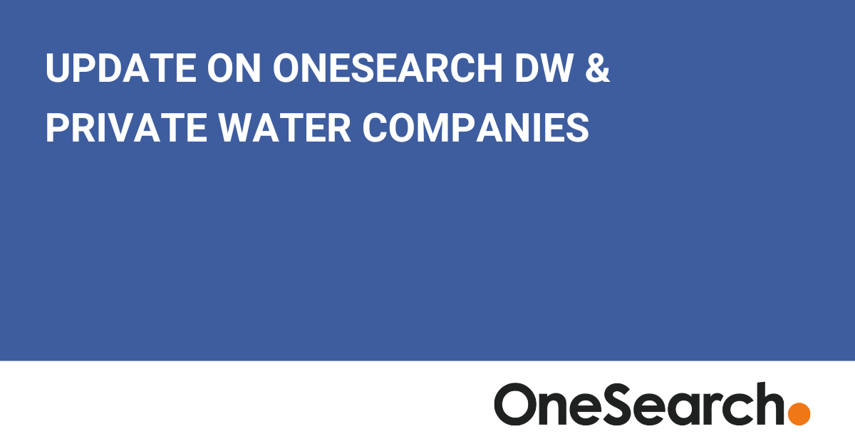 Update on OneSearch DW & private water companies header image